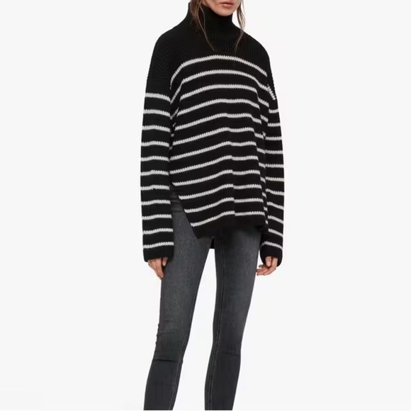 AllSaints Melody Merino Wool Blend Stripe Jumper Sweater - Picture 1 of 13